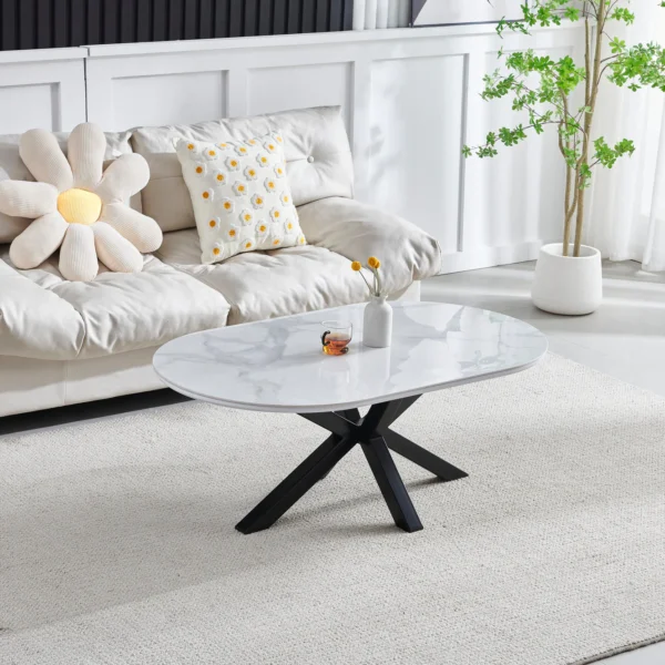 Table basse noir marbré blanc Ophélia