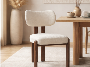 Chaise HERA pied effet noyer tissu chenille