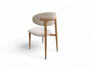 Chaise tissu blanc boheme pied bois