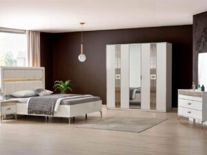Chambre complète ÉLEGANCE avec lit, commode, armoire, chevet complet