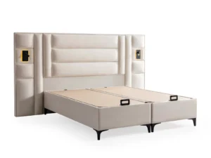 Lit coffre PANDORA beige avec leds intégrés